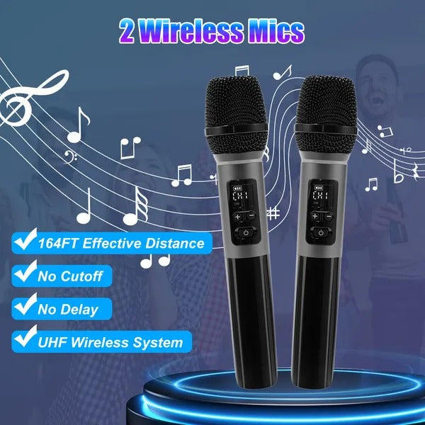 Portable Wireless Party Speaker with LED Light and Mics
