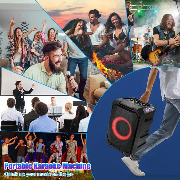 Portable Wireless Party Speaker with LED Light and Mics