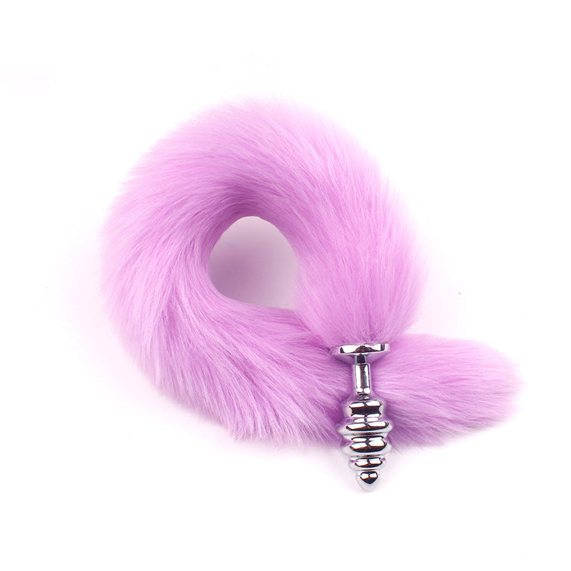 "Adult Spiral Rotating Fox Tail Anal Plug with Fur"