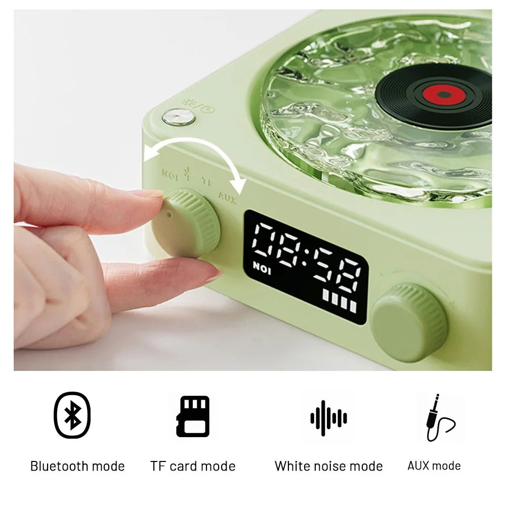 Retro Bluetooth Turntable Speaker with RGB Light & White Noise