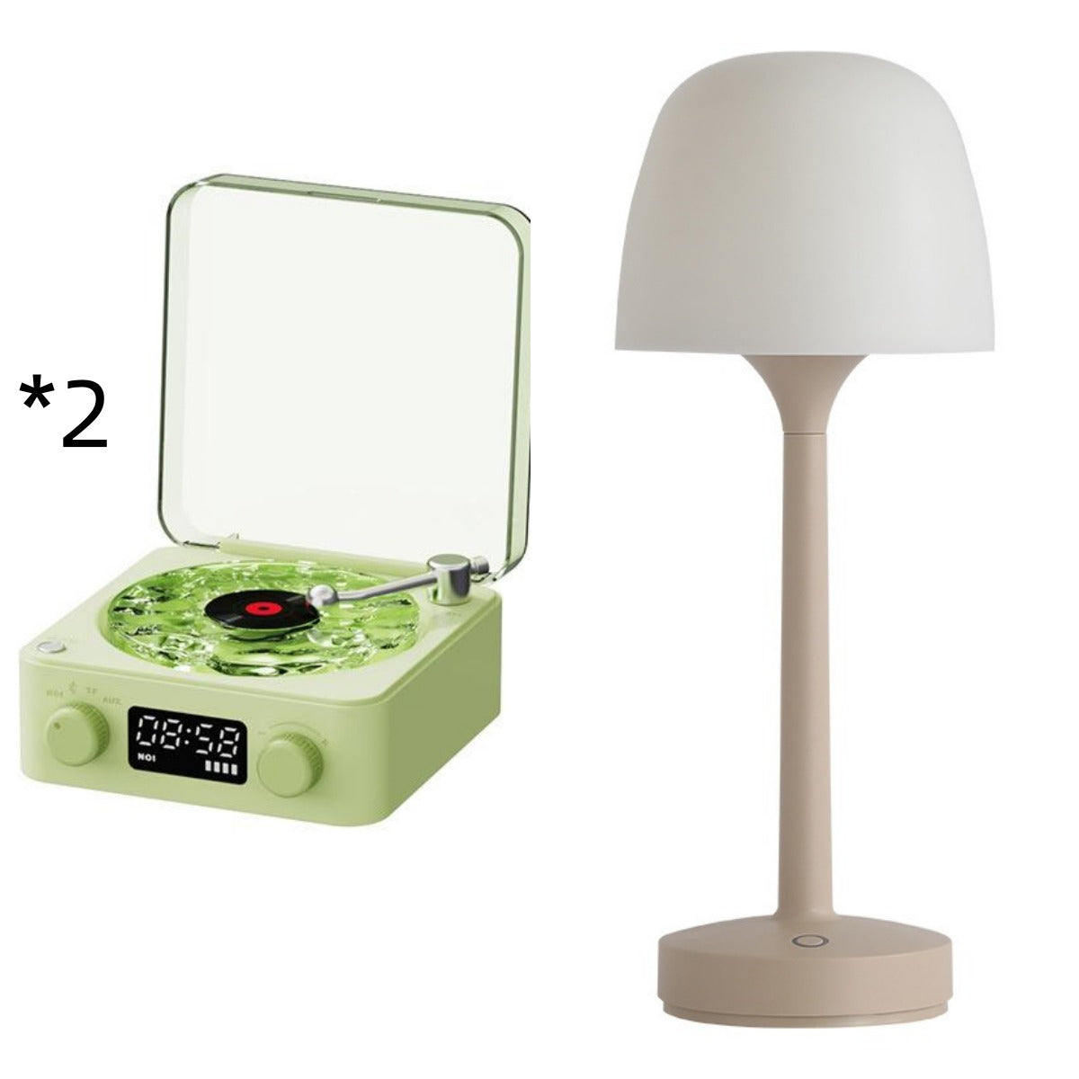 Retro Bluetooth Turntable Speaker with RGB Light & White Noise