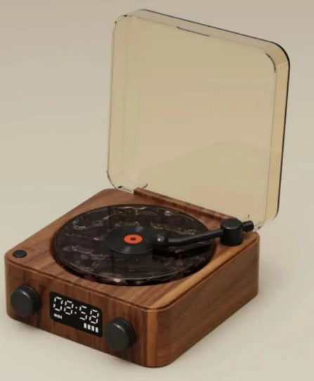 Retro Bluetooth Turntable Speaker with RGB Light & White Noise